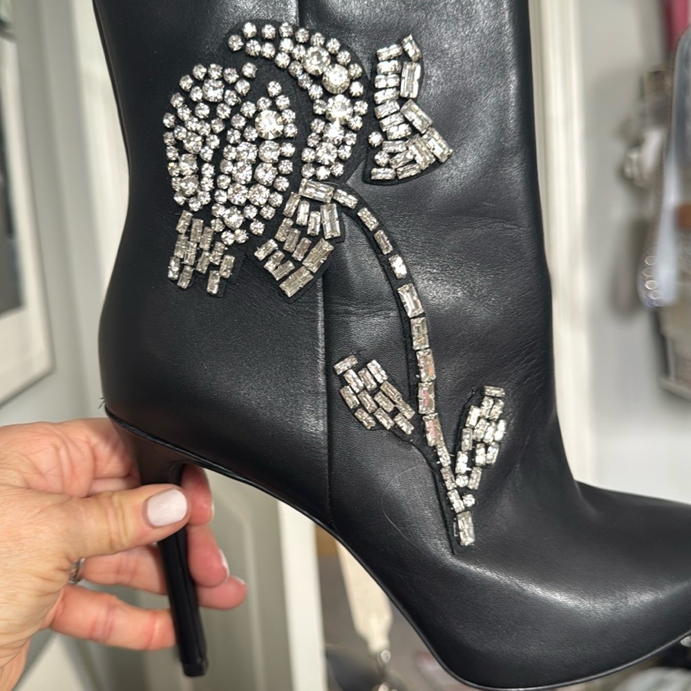 Elegant Black Embellished Ankle Boots - Picture 4 of 10